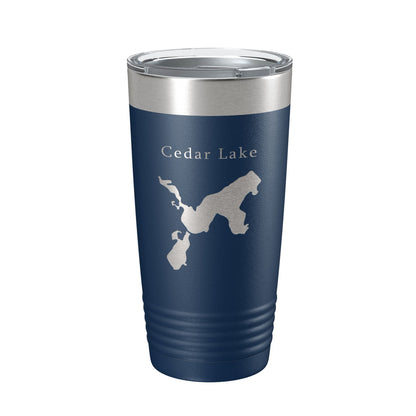 Cedar Lake Map Tumbler Travel Mug Insulated Laser Engraved Coffee Cup Van Buren County Michigan 20 oz-8