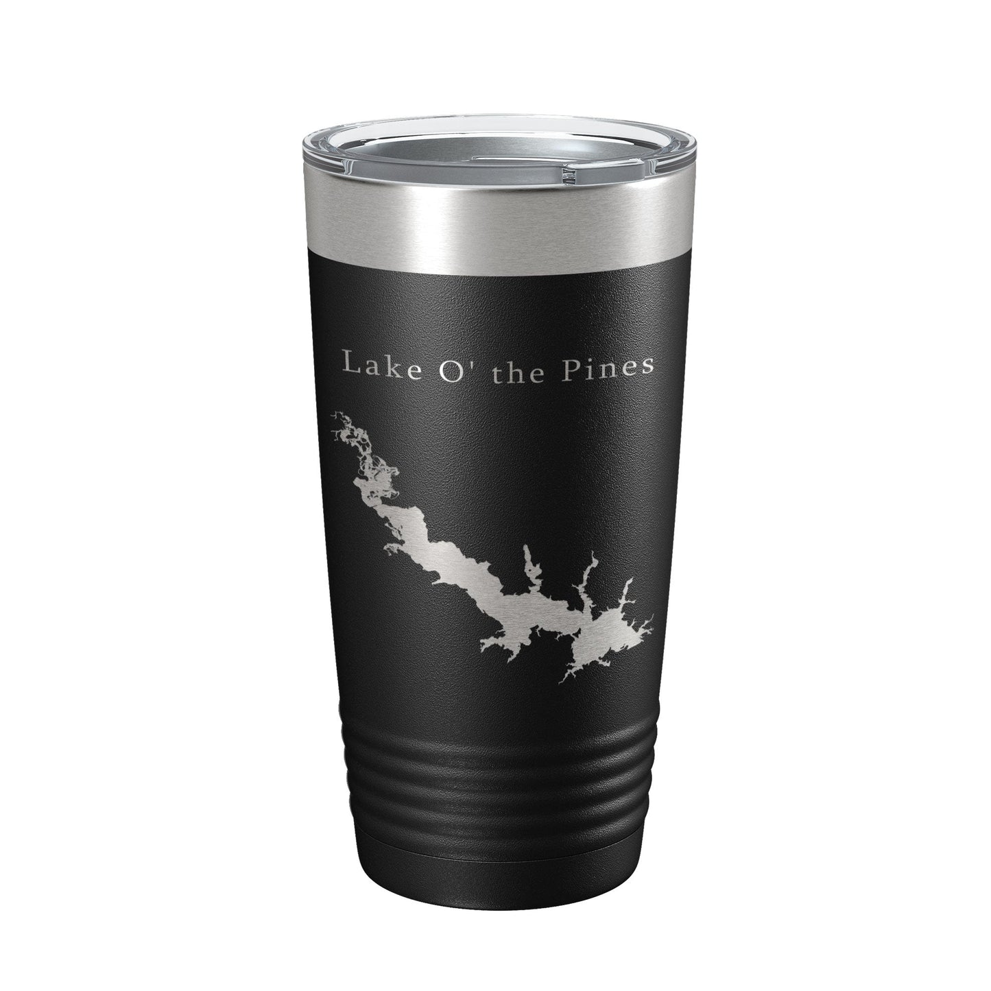 Lake O' the Pines Map Tumbler Travel Mug Insulated Laser Engraved Coffee Cup Texas 20 oz-0