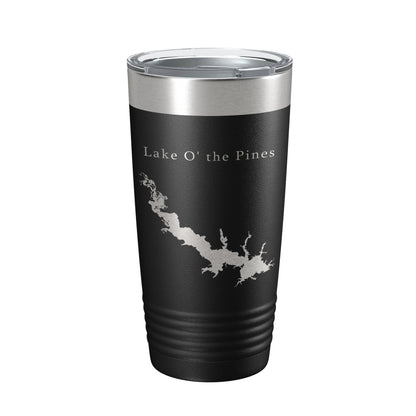 Lake O' the Pines Map Tumbler Travel Mug Insulated Laser Engraved Coffee Cup Texas 20 oz-0