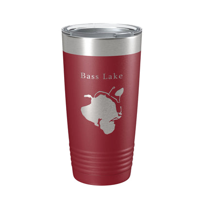 Bass Lake Map Tumbler Travel Mug Insulated Laser Engraved Coffee Cup Hamburg Township Huron River Chain of Lakes Michigan 20 oz-18