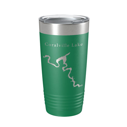 Coralville Lake Map Tumbler Travel Mug Insulated Laser Engraved Coffee Cup Iowa River 20 oz-9