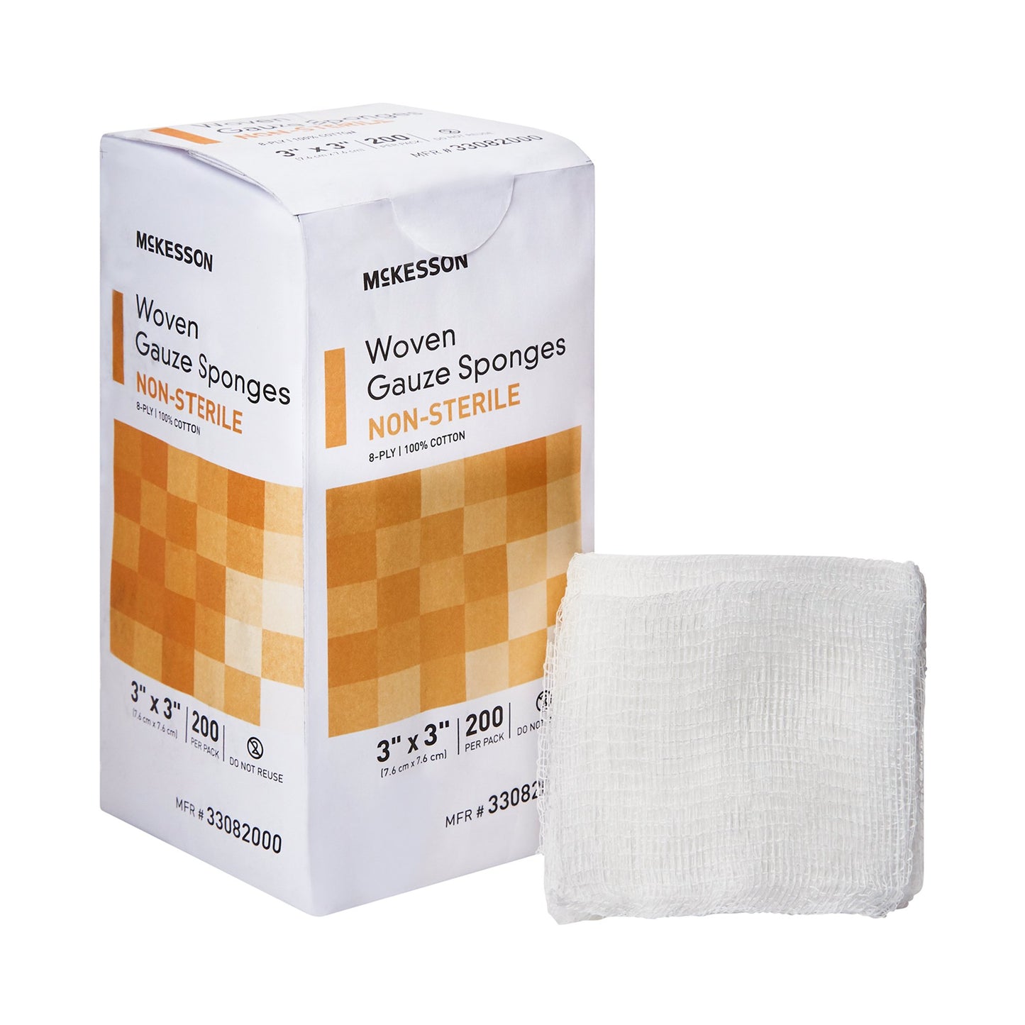 Gauze Sponge McKesson 3 X 3 Inch 8-Ply NonSterile 200 per Pack