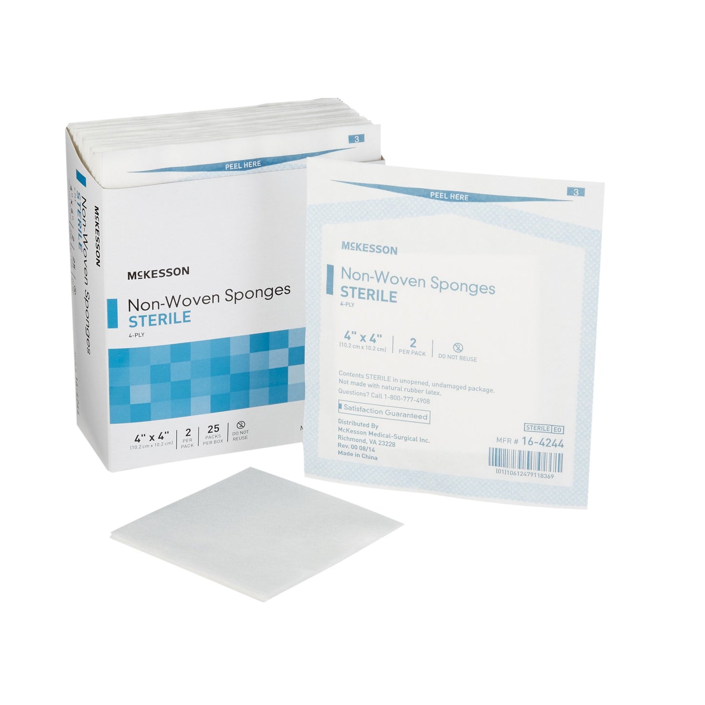 Nonwoven Sponge McKesson 4 X 4 Inch 4-Ply Sterile 2 per Pack