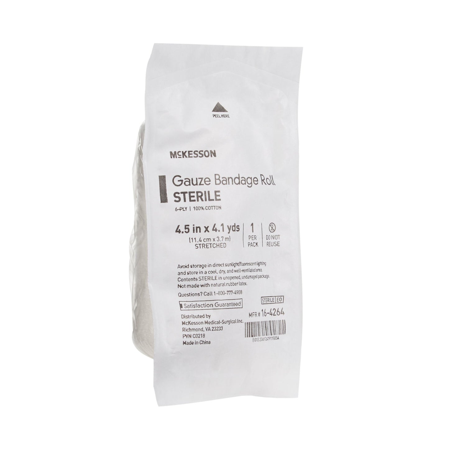 Fluff Bandage Roll McKesson 4-1/2 Inch X 4-1/10 Yard 6-Ply Sterile 1 per Pack