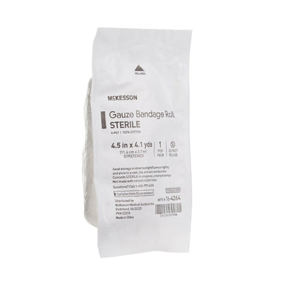 Fluff Bandage Roll McKesson 4-1/2 Inch X 4-1/10 Yard 6-Ply Sterile 1 per Pack