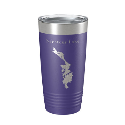 Nicatous Lake Map Tumbler Travel Mug Insulated Laser Engraved Coffee Cup Maine 20 oz-15
