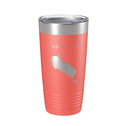 Gages Lake Map Tumbler Travel Mug Insulated Laser Engraved Coffee Cup Illinois 20 oz-20
