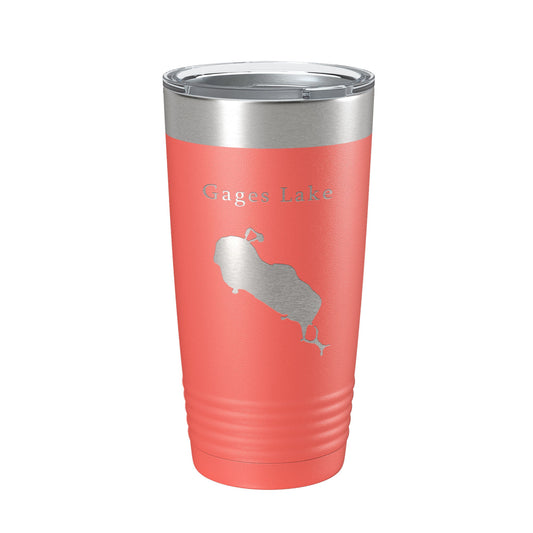 Gages Lake Map Tumbler Travel Mug Insulated Laser Engraved Coffee Cup Illinois 20 oz-20