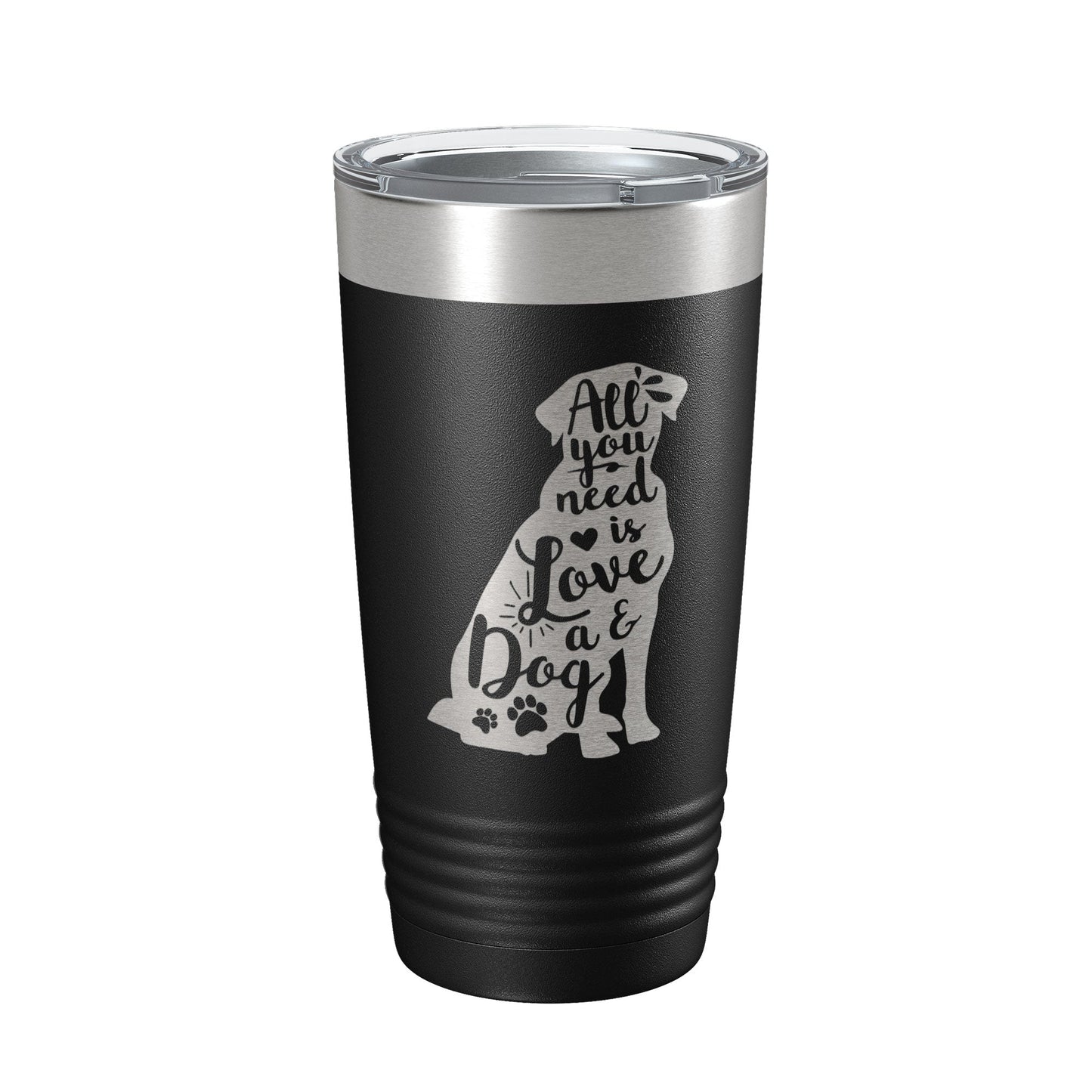 Love and a Dog Tumbler Dog Lover Travel Mug All You Need is Love Insulated Laser Engraved Coffee Cup Pet Owner Gift 20 oz-0