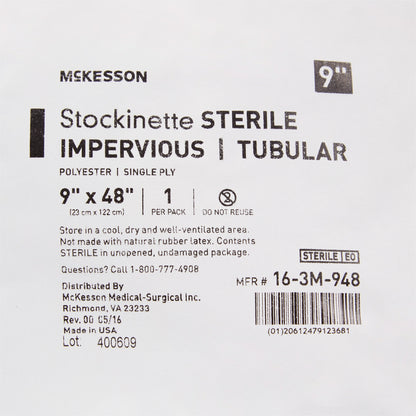 Surgical Stockinette Impervious / Tubular McKesson 9 W X 48 L Inch Sterile