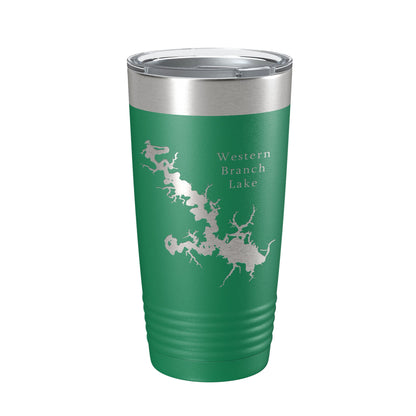Western Branch Lake Reservoir Map Tumbler Travel Mug Insulated Laser Engraved Coffee Cup Suffolk Virginia 20 oz-9