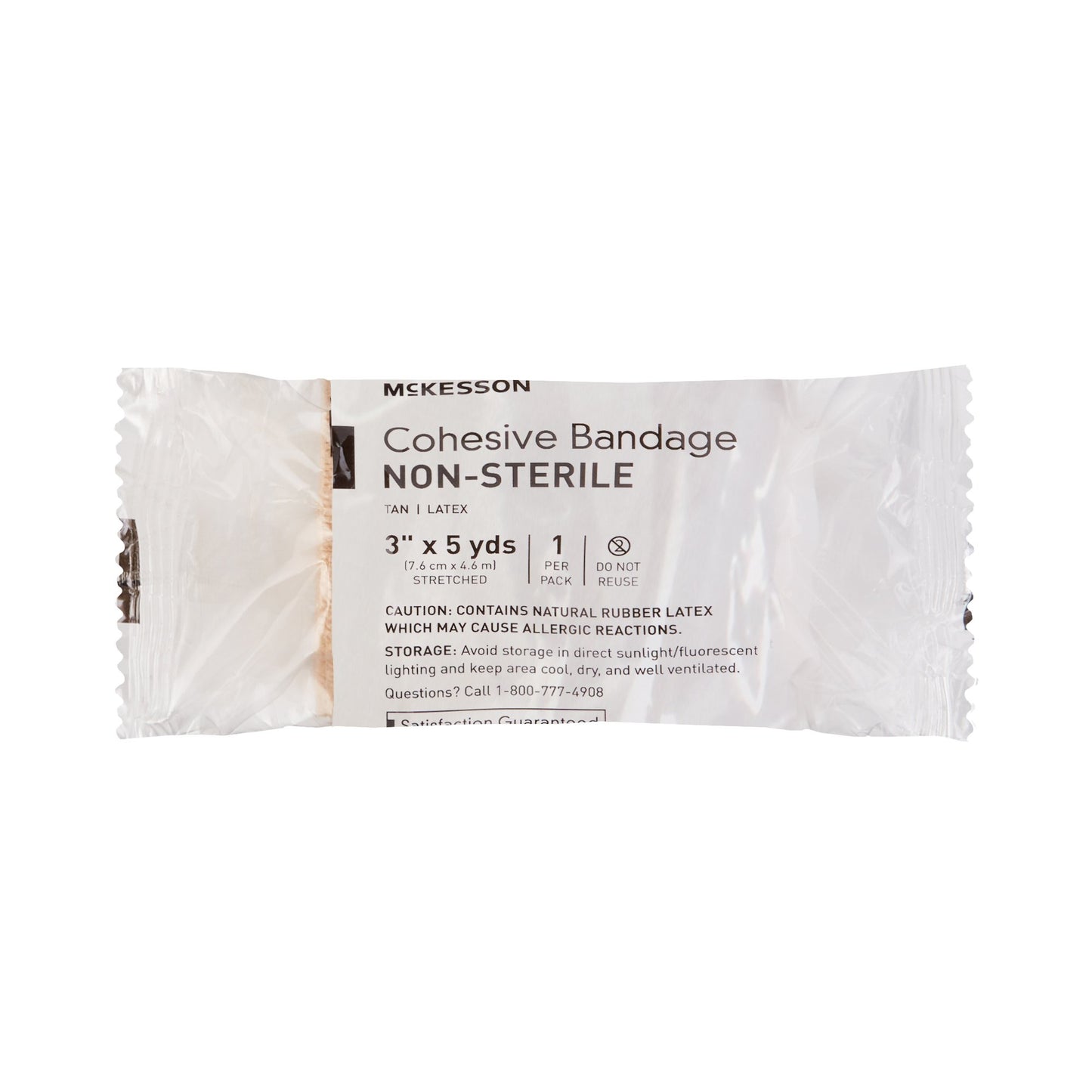 Cohesive Bandage McKesson 3 Inch X 5 Yard Self-adherent Closure Tan NonSterile Standard Compression