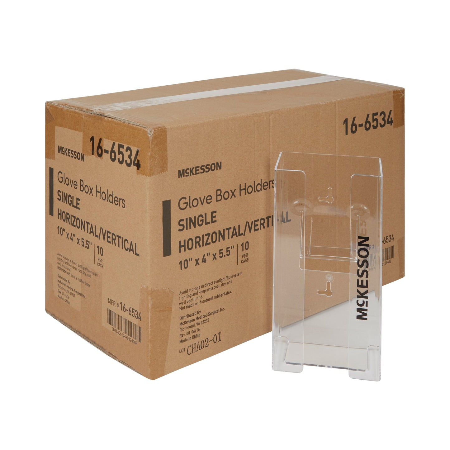 Glove Box Holder McKesson Horizontal or Vertical Mounted 1-Box Capacity Clear 4 X 5-1/2 X 10 Inch Plastic