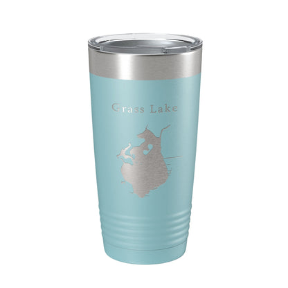 Grass Lake Map Tumbler Travel Mug Insulated Laser Engraved Coffee Cup Illinois 20 oz-13