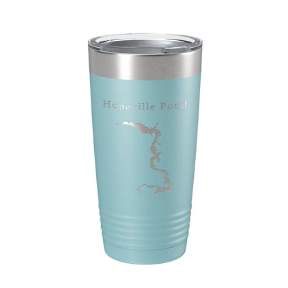 Hopeville Pond Tumbler Lake Map Travel Mug Insulated Laser Engraved Coffee Cup Connecticut 20 oz-13