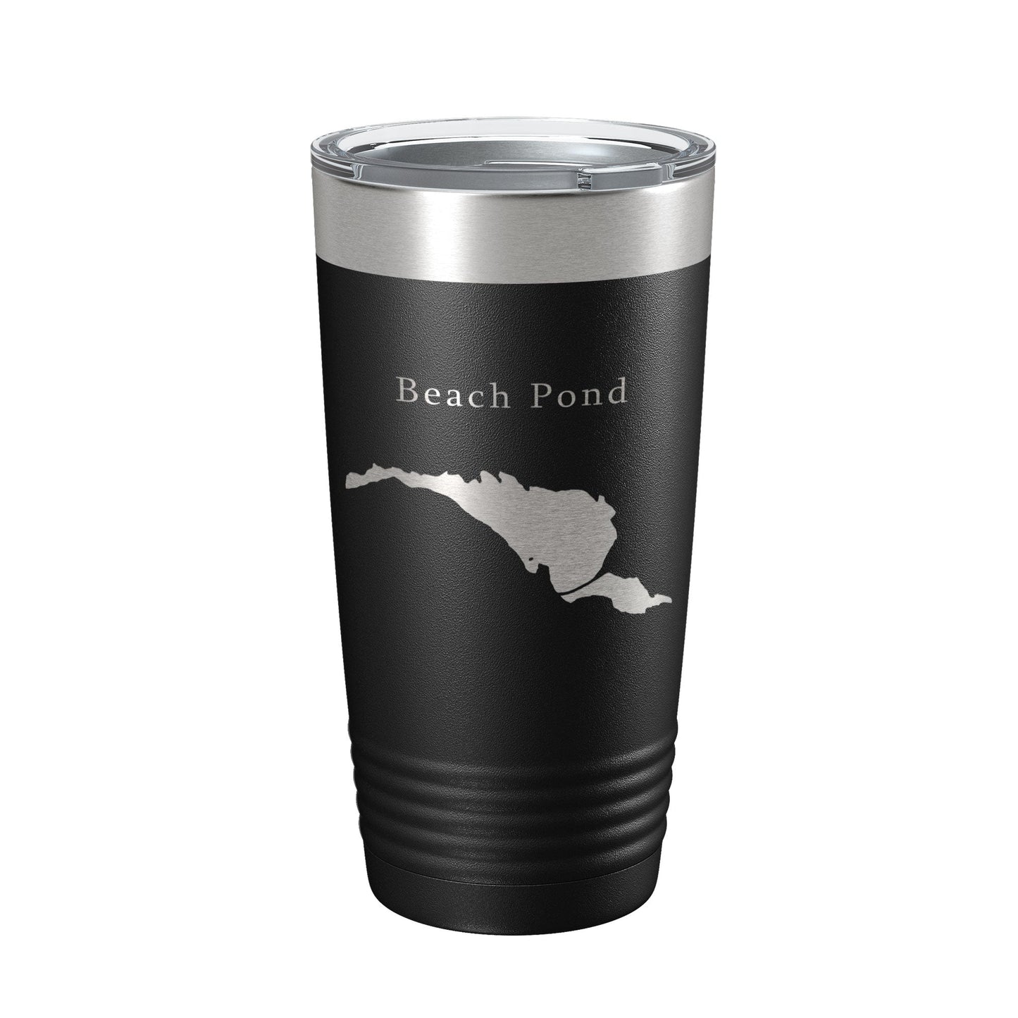 Beach Pond Tumbler Lake Map Travel Mug Insulated Laser Engraved Coffee Cup Connecticut Rhode Island 20 oz-0