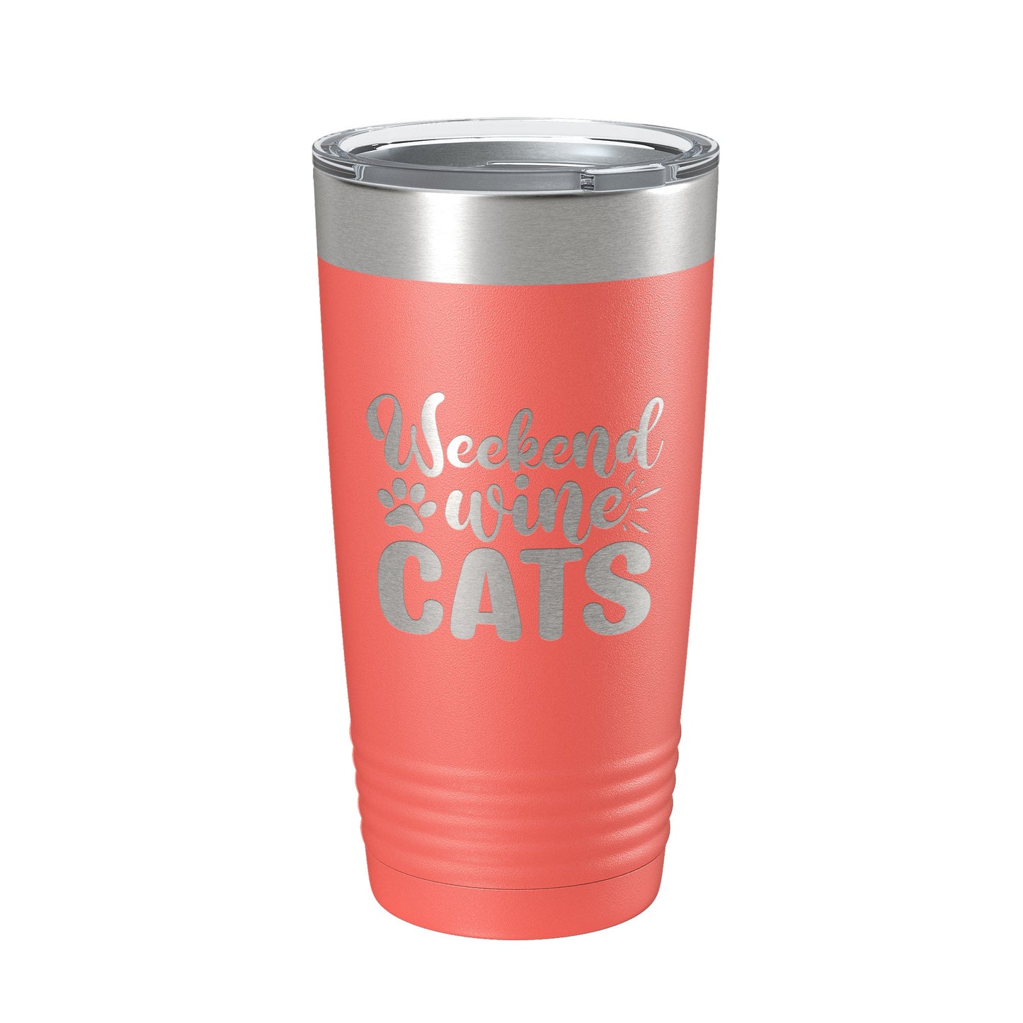 Weekend Wine Cats Tumbler Travel Mug Funny Cat Lover Gift Insulated Laser Engraved Coffee Cup 20 oz-20