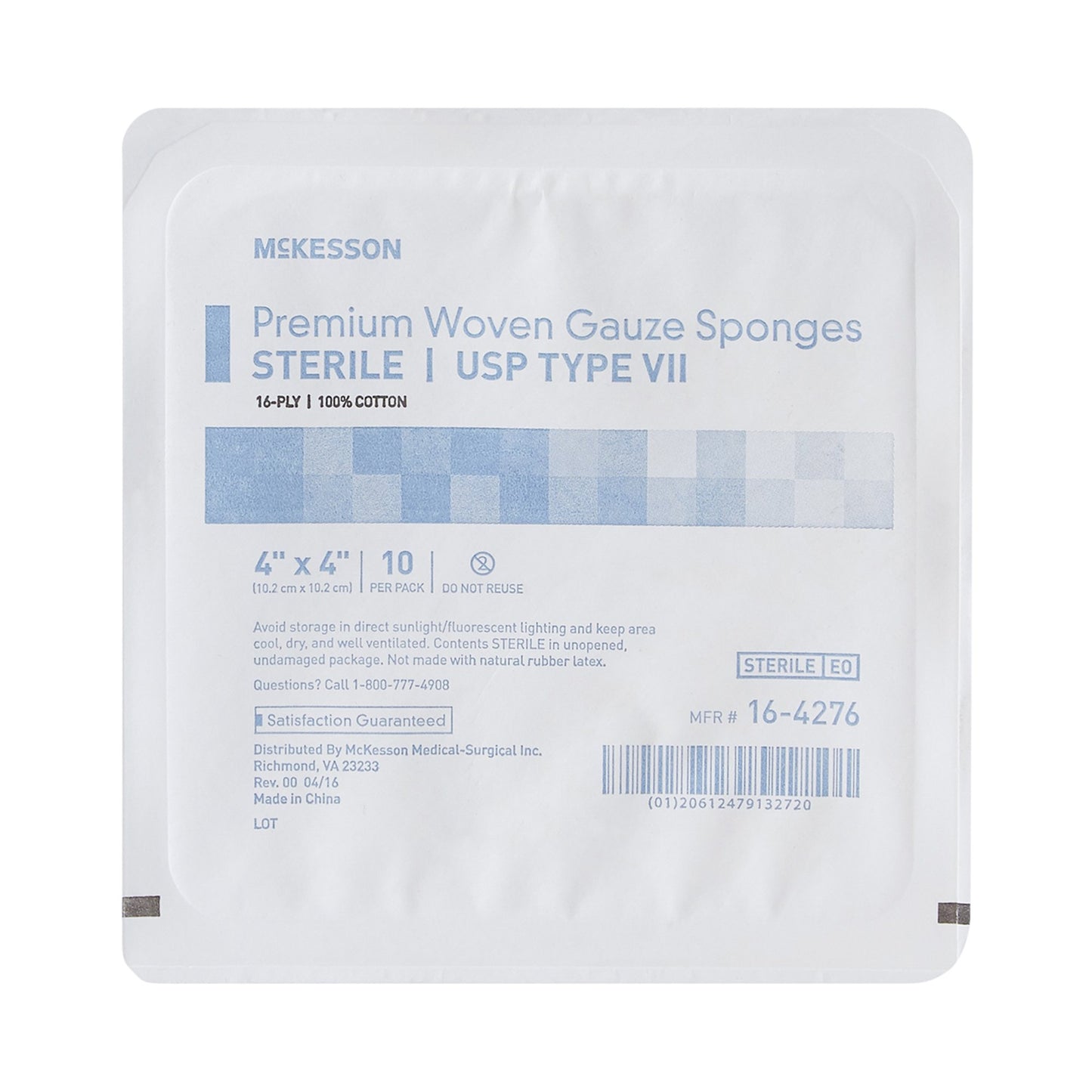 Gauze Sponge McKesson 4 X 4 Inch 16-Ply Sterile 10 per Tray