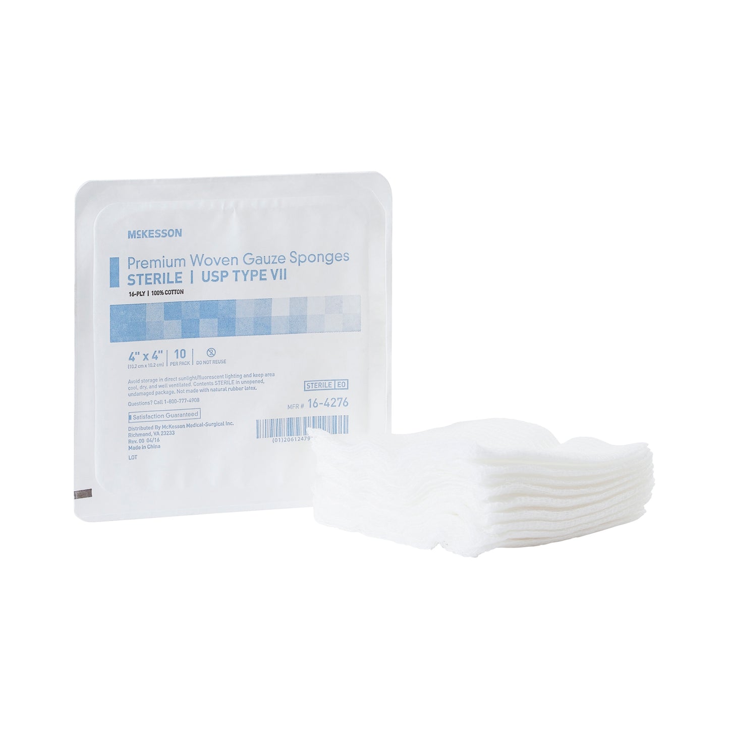 Gauze Sponge McKesson 4 X 4 Inch 16-Ply Sterile 10 per Tray