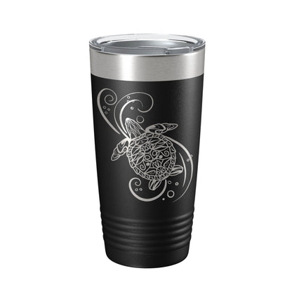 Sea Turtle Mandala Tumbler Travel Mug Insulated Laser Engraved Coffee Cup Turtle Zentangle Pattern Design Gift 20 oz-5