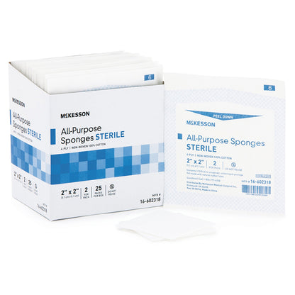 Nonwoven Sponge McKesson 2 X 2 Inch 4-Ply Sterile 2 per Pack