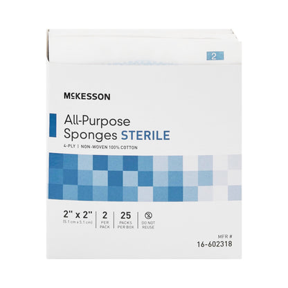 Nonwoven Sponge McKesson 2 X 2 Inch 4-Ply Sterile 2 per Pack
