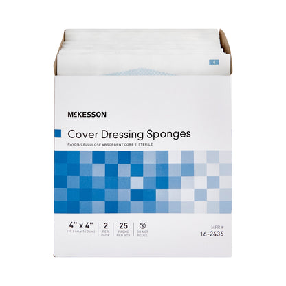Cellulose Filled Nonwoven Sponge McKesson 4 X 4 Inch Sterile 2 per Pack