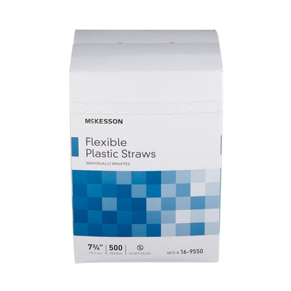 Flexible Drinking Straw McKesson 7-3/4 Inch Length White Individually Wrapped