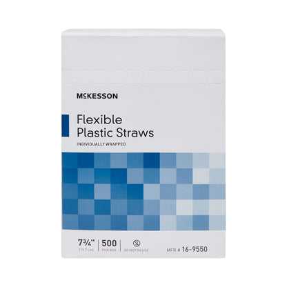 Flexible Drinking Straw McKesson 7-3/4 Inch Length White Individually Wrapped