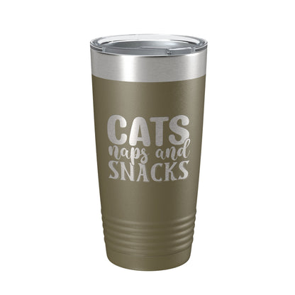 Cats Naps And Snacks Tumbler Travel Mug Funny Cat Lover Gift Insulated Laser Engraved Coffee Cup 20 oz-21