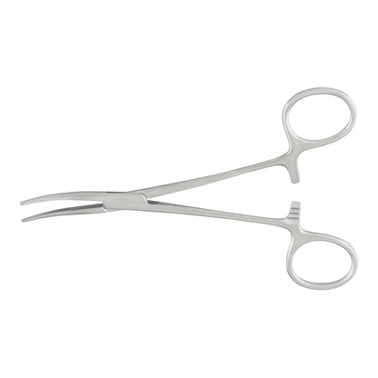 Hemostatic Forceps McKesson Argent™ Kelly 5-1/2 Inch Length OR / Surgical Grade German Stainless Steel NonSterile Locking Finger Ring Handle Curved Serrated Tips