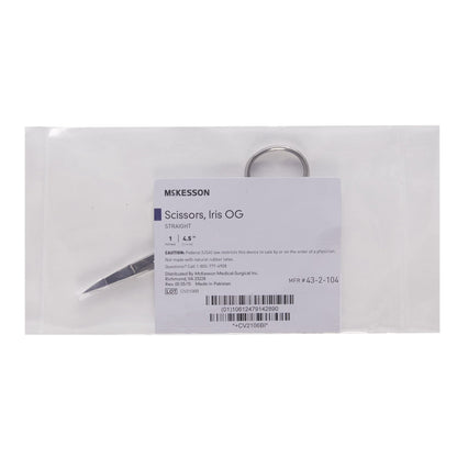 Iris Scissors McKesson 4-1/2 Inch Length Office Grade Stainless Steel Finger Ring Handle Straight