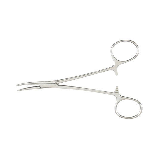 Hemostatic Forceps McKesson Kelly 5-1/2 Inch Length Floor / Office Grade Pakistani Stainless Steel NonSterile Locking Finger Ring Handle Curved Serrated Tips
