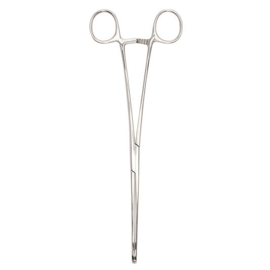 Sponge Forceps McKesson Foerster 9-1/2 Inch Length Floor / Office Grade Pakistani Stainless Steel NonSterile Locking Finger Ring Handle Straight Fenestrated Serrated Oval Tips