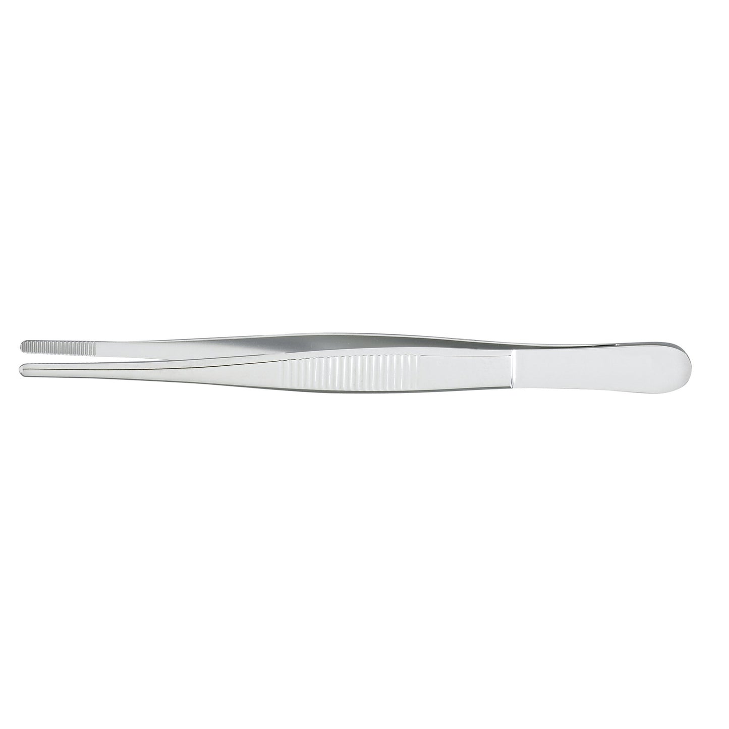 Dressing Forceps McKesson 4-1/2 Inch Length Floor / Office Grade Pakistani Stainless Steel NonSterile NonLocking Thumb Handle Straight Serrated Tips