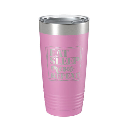 Eat Sleep Meow Repeat Tumbler Travel Mug Funny Cat Lover Gift Insulated Laser Engraved Coffee Cup 20 oz-14