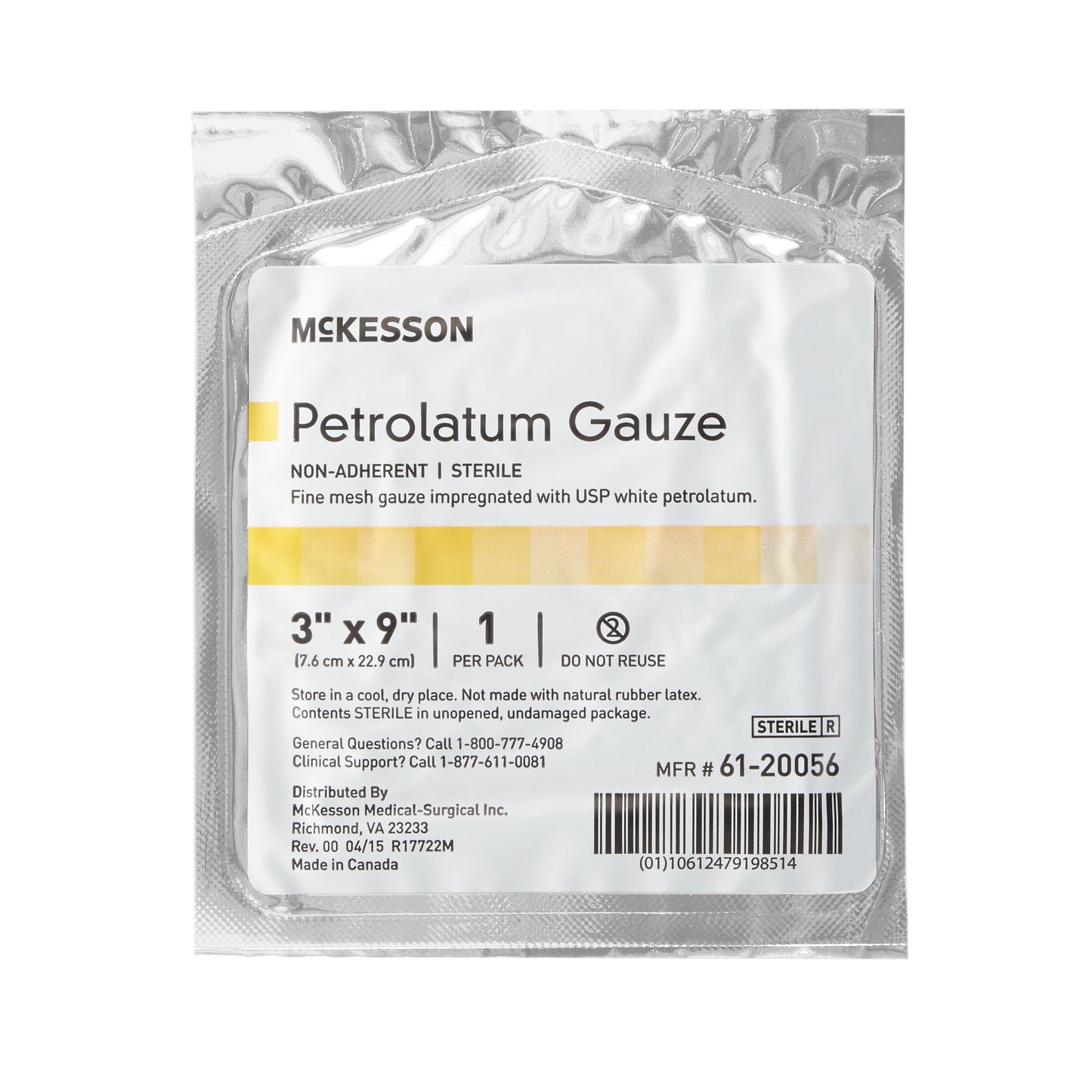 Petrolatum Impregnated Dressing McKesson Rectangle 3 X 9 Inch Sterile