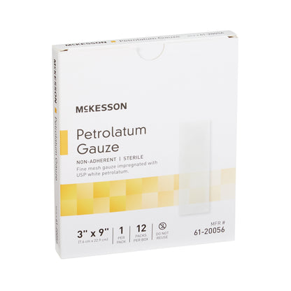 Petrolatum Impregnated Dressing McKesson Rectangle 3 X 9 Inch Sterile