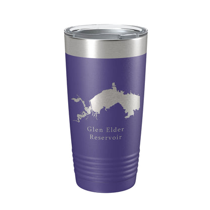 Glen Elder Reservoir Tumbler Lake Map Travel Mug Insulated Laser Engraved Coffee Cup Kansas 20 oz-15