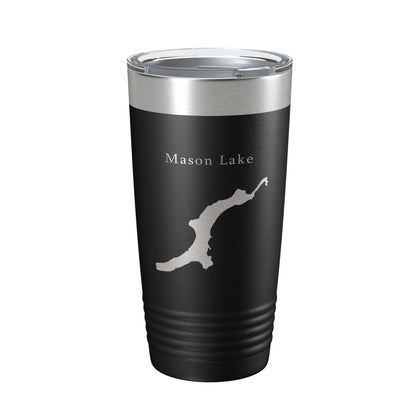 Mason Lake Map Tumbler Travel Mug Insulated Laser Engraved Coffee Cup Washington 20 oz-0