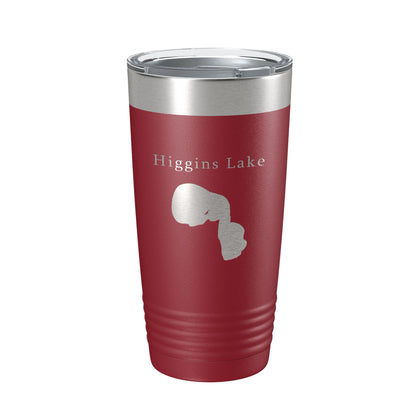 Higgins Lake Map Tumbler Travel Mug Insulated Laser Engraved Coffee Cup Michigan 20 oz-18