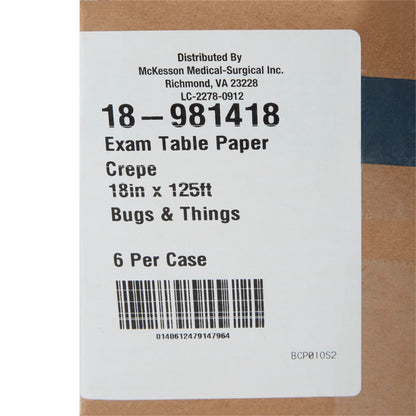 Table Paper McKesson 18 Inch Width 125 Foot Length Print (Bugs and Things) Crepe