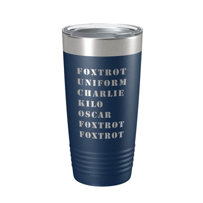 Funny Military Alphabet Tumbler Foxtrot Off Travel Mug Great Gift Idea For Military Veteran Tactical Novelty Insulated Laser Engraved NATO Phonetic Alphabet Coffee Cup 20 oz-2