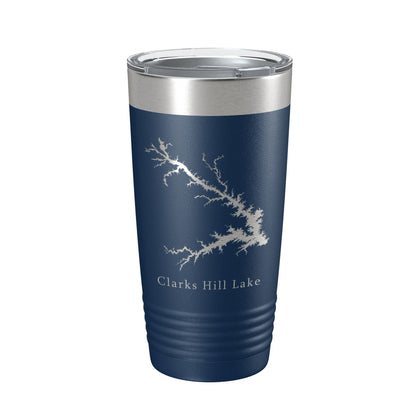 Clarks Hill Lake Map Tumbler Travel Mug Insulated Laser Engraved Coffee Cup J. Strom Thurmond Reservoir GA SC 20 oz-8