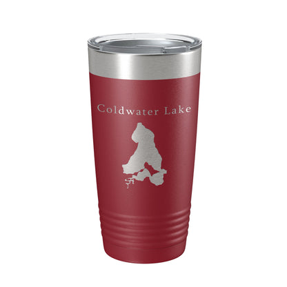 Coldwater Lake Map Tumbler Travel Mug Insulated Laser Engraved Coffee Cup Michigan 20 oz-18