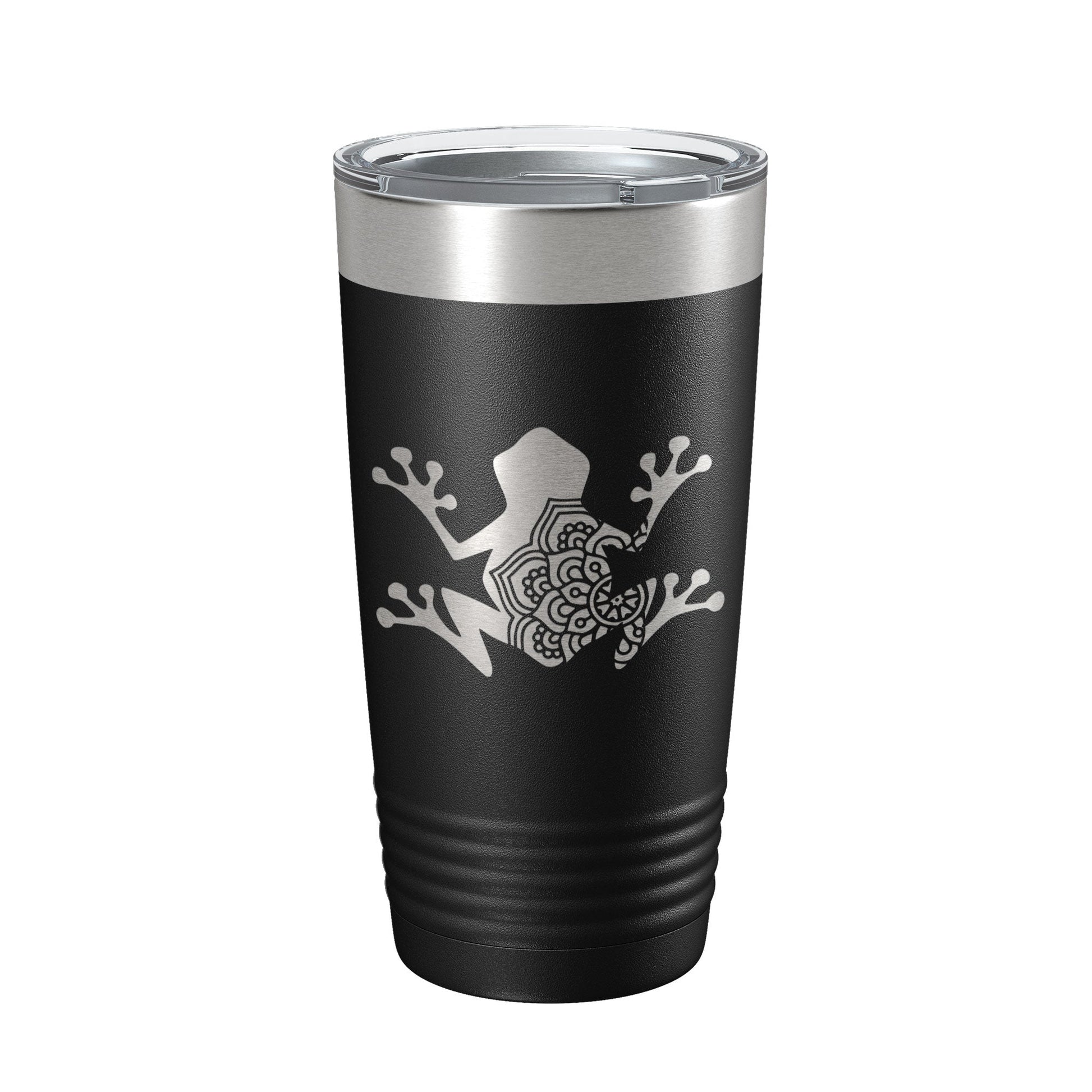 Frog Mandala Tumbler Travel Mug Insulated Laser Engraved Coffee Cup Frog Zentangle Pattern Design Gift 20 oz-5
