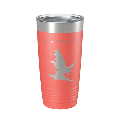 Lake Ellsworth Map Tumbler Travel Mug Insulated Laser Engraved Coffee Cup Oklahoma 20 oz-20