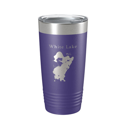 White Lake Map Tumbler Travel Mug Insulated Laser Engraved Coffee Cup Michigan 20 oz-15