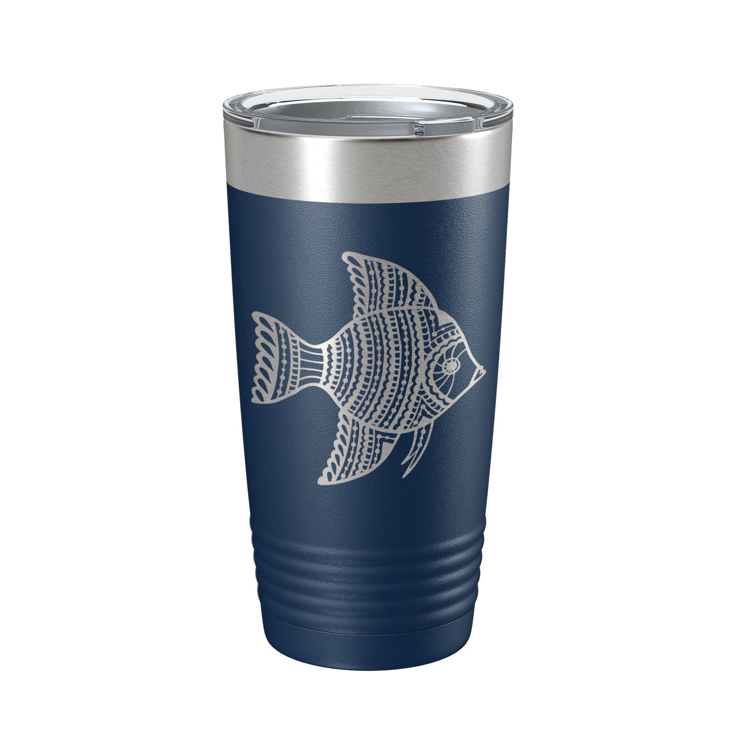 Fish Tumbler Zentangle Travel Mug Insulated Laser Engraved Coffee Cup 20 oz-8