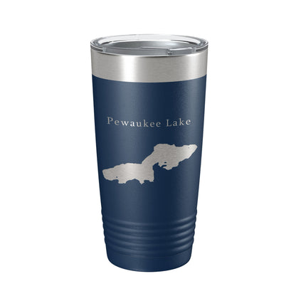 Pewaukee Lake Map Tumbler Travel Mug Insulated Laser Engraved Coffee Cup Wisconsin 20 oz-2